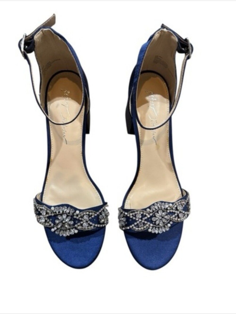 Betsey Johnson Navy Rhinstone Block Heel